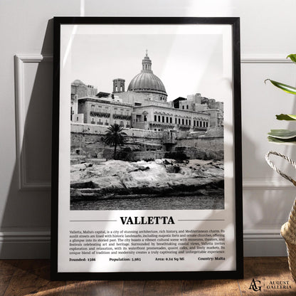 Valletta Black & White City Print