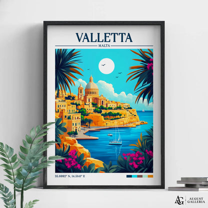 Valletta Malta Retro Travel Print
