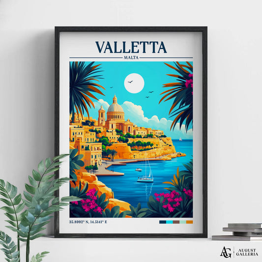 Valletta Malta Retro Travel Print