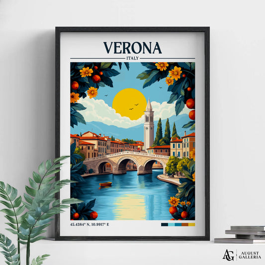 Verona Italy Retro Travel Print