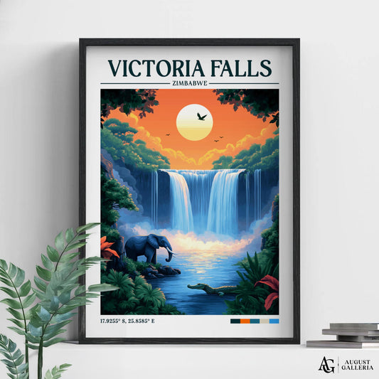Victoria Falls Retro Travel Print