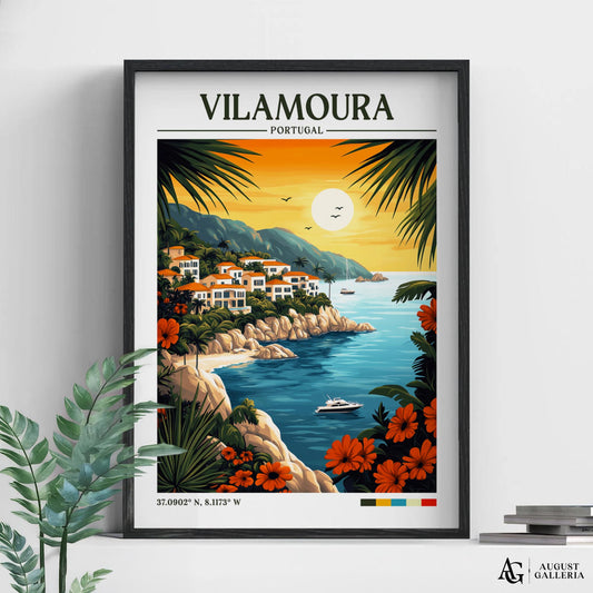 Vilamoura Portugal Retro Travel Print