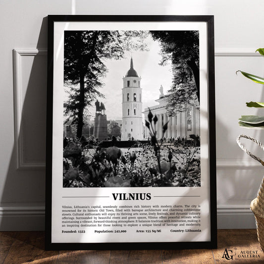 Vilnius Black & White City Print