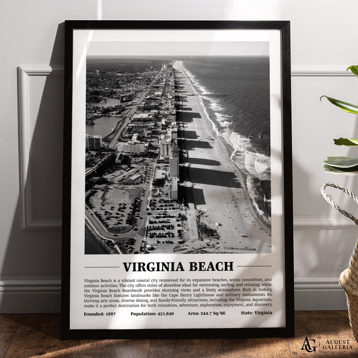 Virginia Beach Black & White City Print