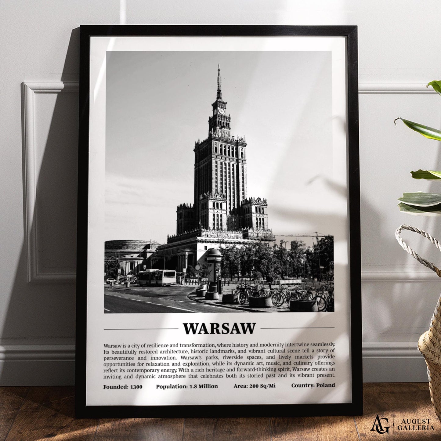 Warsaw Black & White City Print