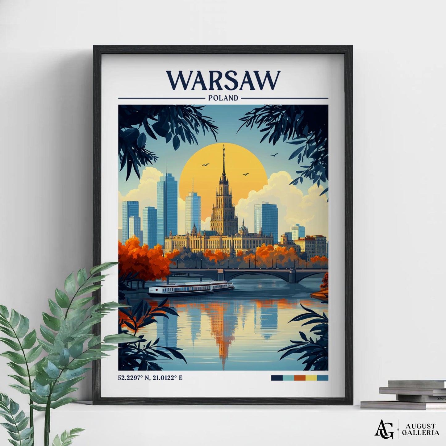 Warsaw Poland Retro Travel Print