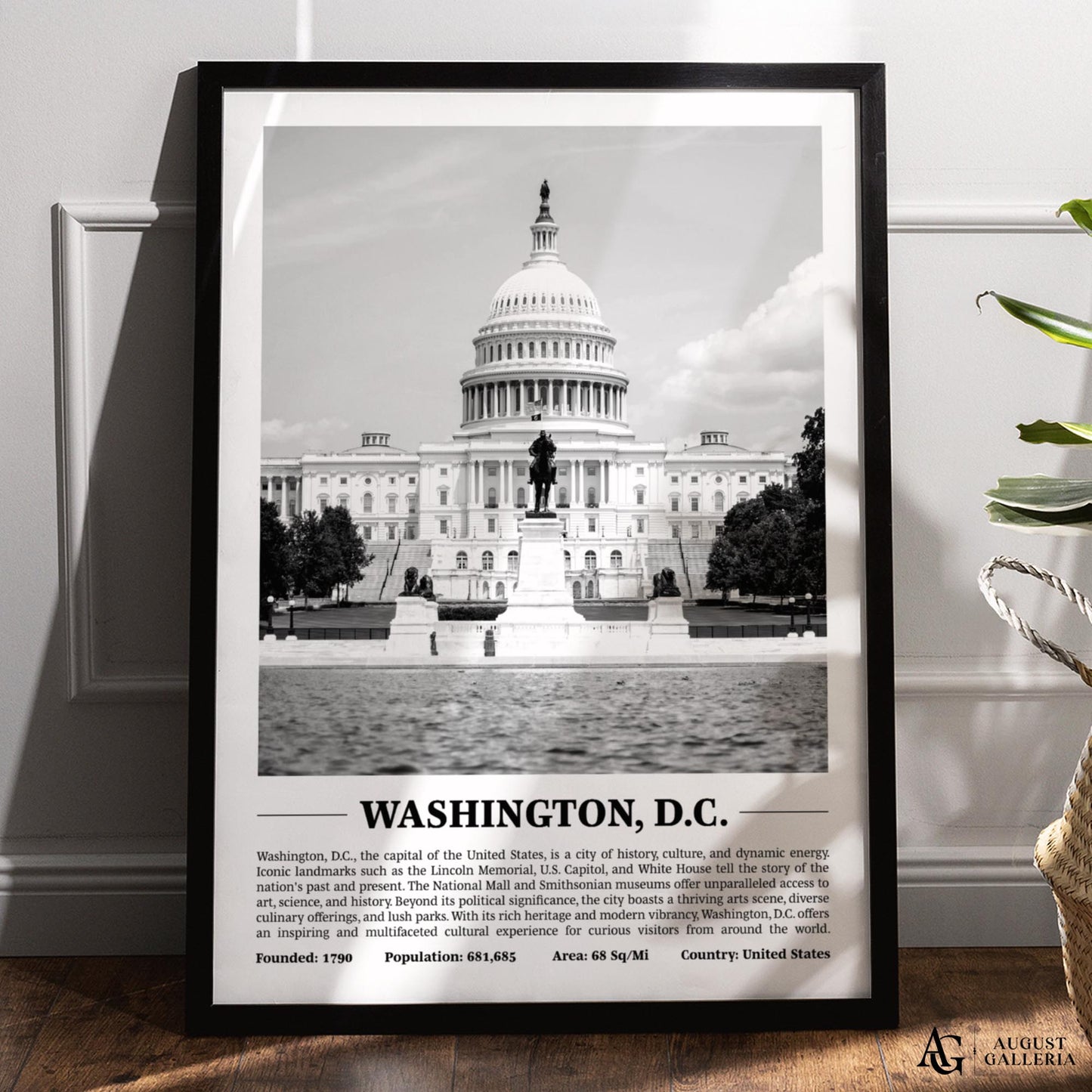 Washington DC Black & White City Print