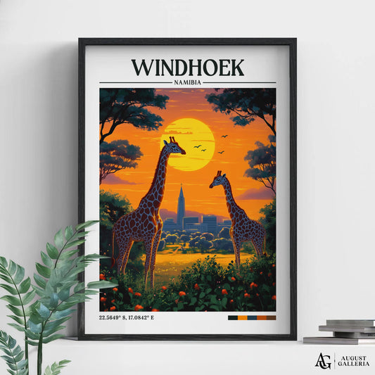 Windhoek Namibia Retro Travel Print