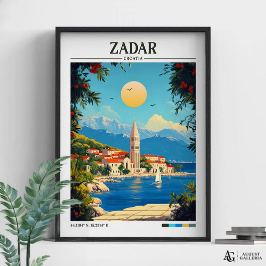 Zadar Croatia Retro Travel Print