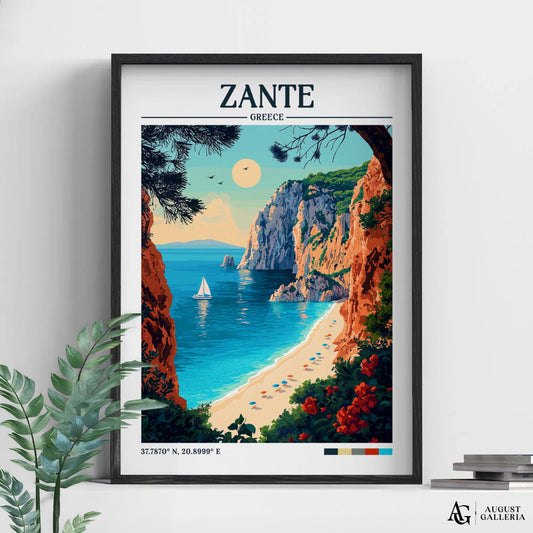 Zante Greece Retro Travel Print