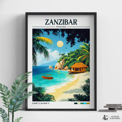Zanzibar Retro Travel Print