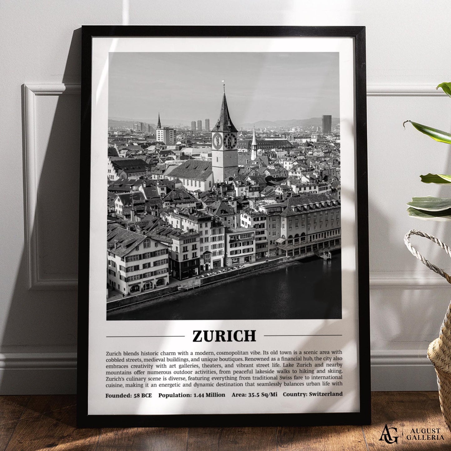 Zurich Black & White City Print