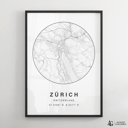 Zurich Minimalist Map