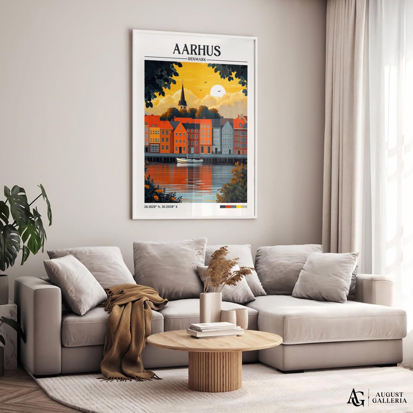 Aarhus Denmark Retro Travel Print