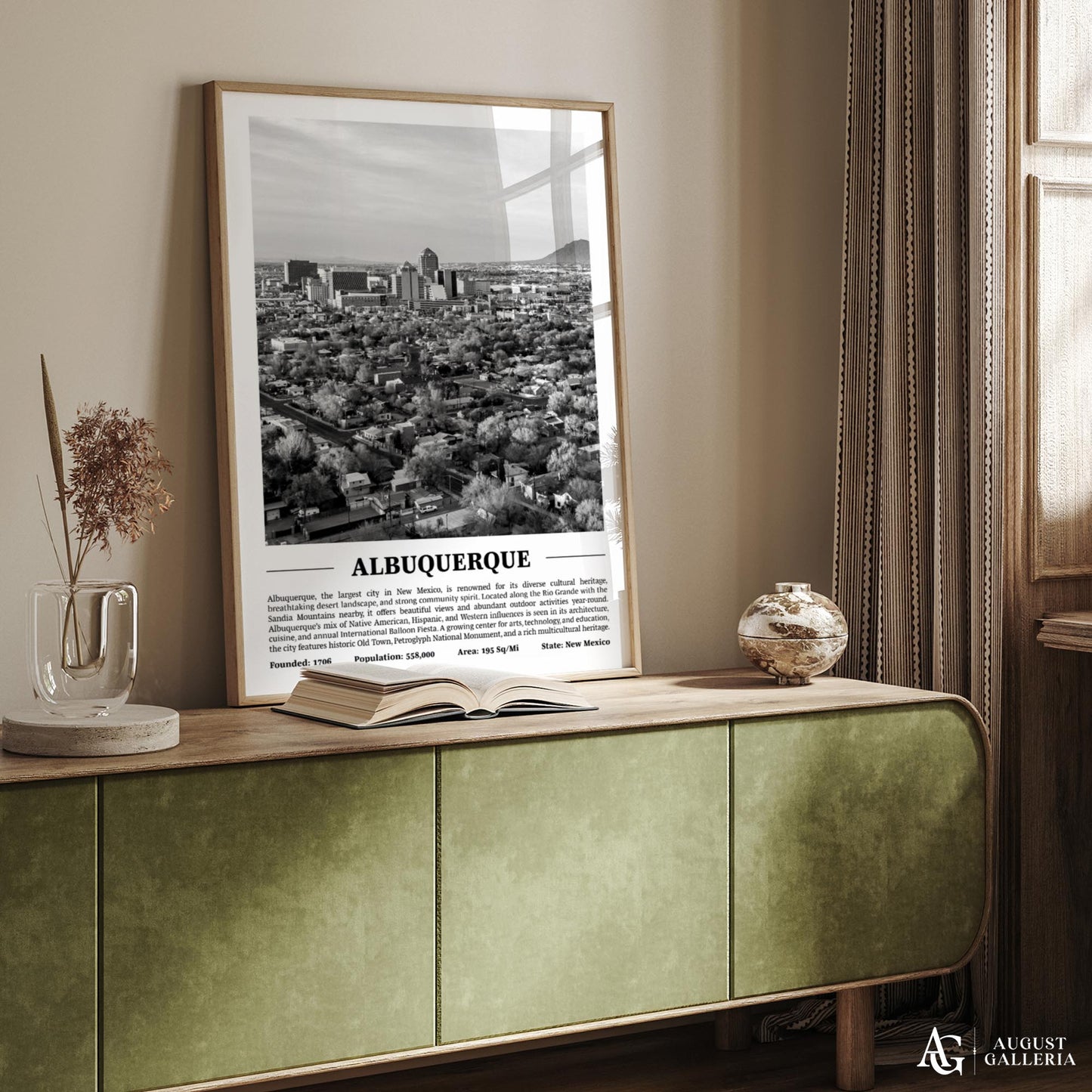 Albuquerque Black & White City Print