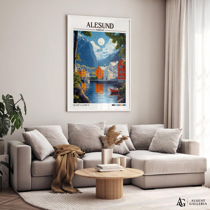 Ålesund Norway Retro Travel Print