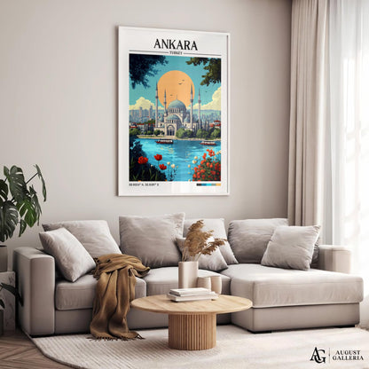 Ankara Turkey Retro Travel Print