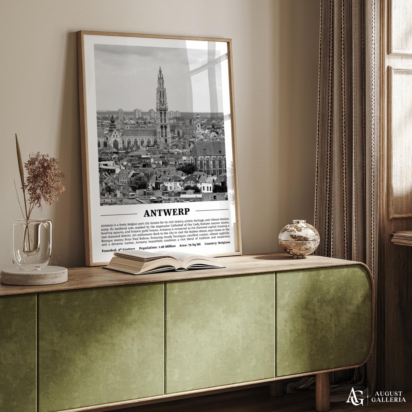 Antwerp Black & White City Print