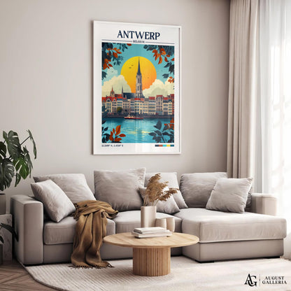 Antwerp Belgium Retro Travel Print