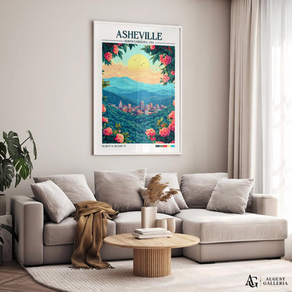 Asheville North Carolina Retro Travel Print