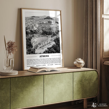 Athens Black & White City Print