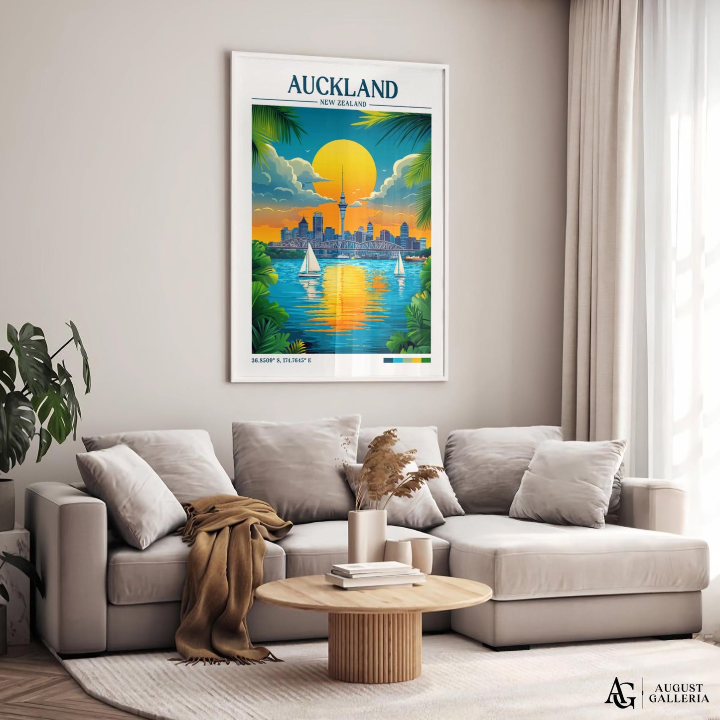 Auckland New Zealand Retro Travel Print
