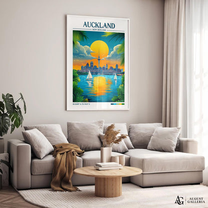 Auckland New Zealand Retro Travel Print