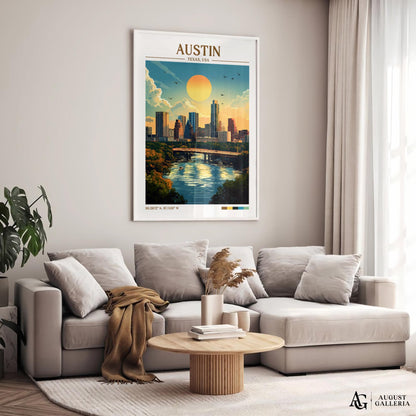 Austin Texas Retro Travel Print
