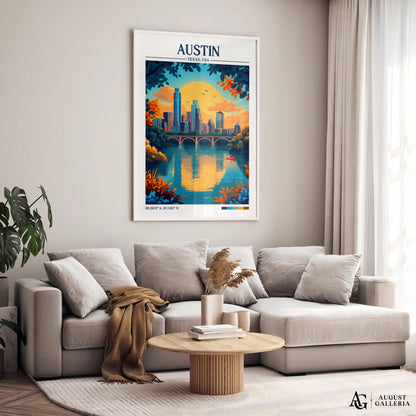 Austin Texas Retro Travel Print