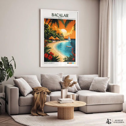 Bacalar Mexico Retro Travel Print