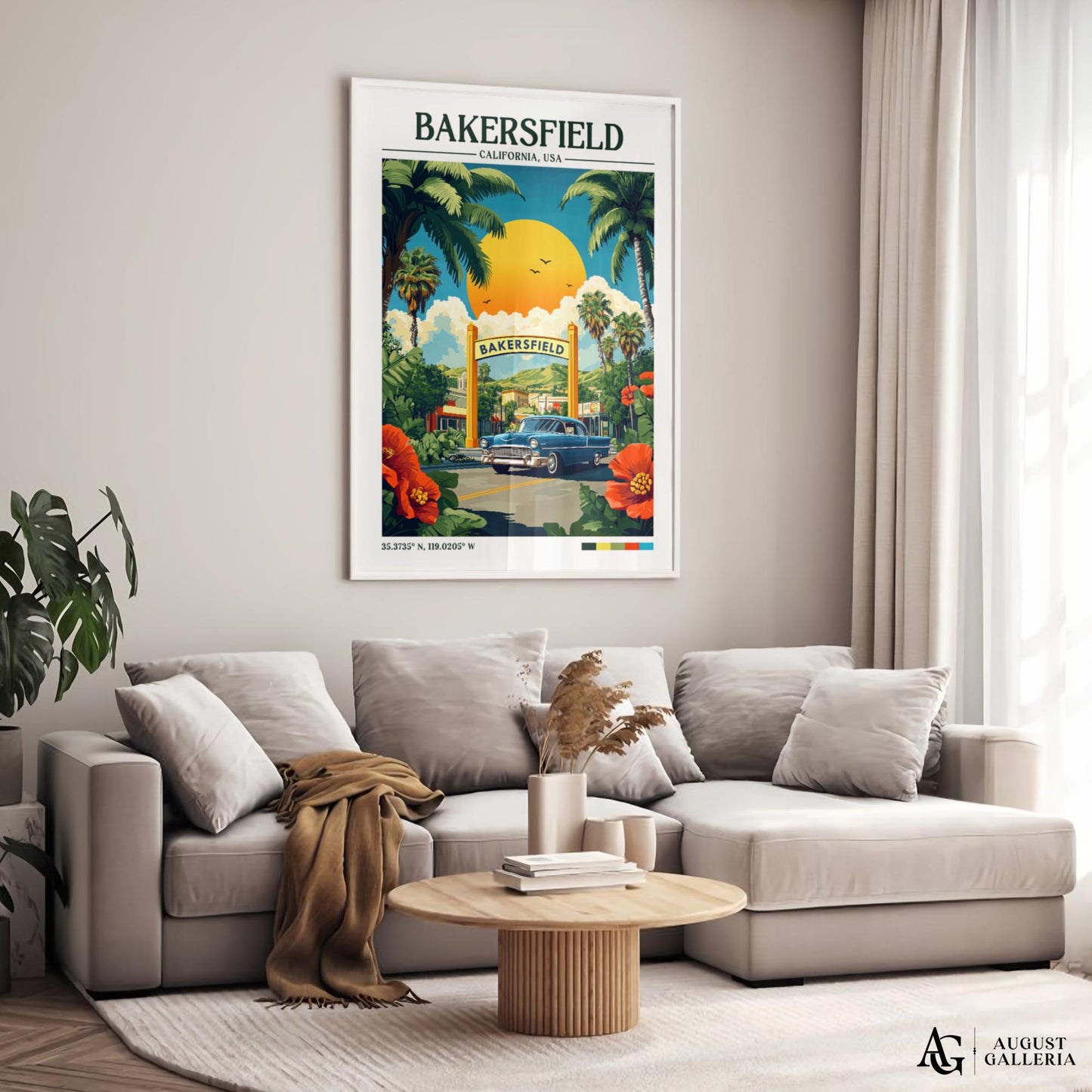 Bakersfield California Retro Travel Print