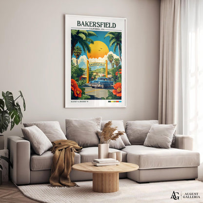 Bakersfield California Retro Travel Print
