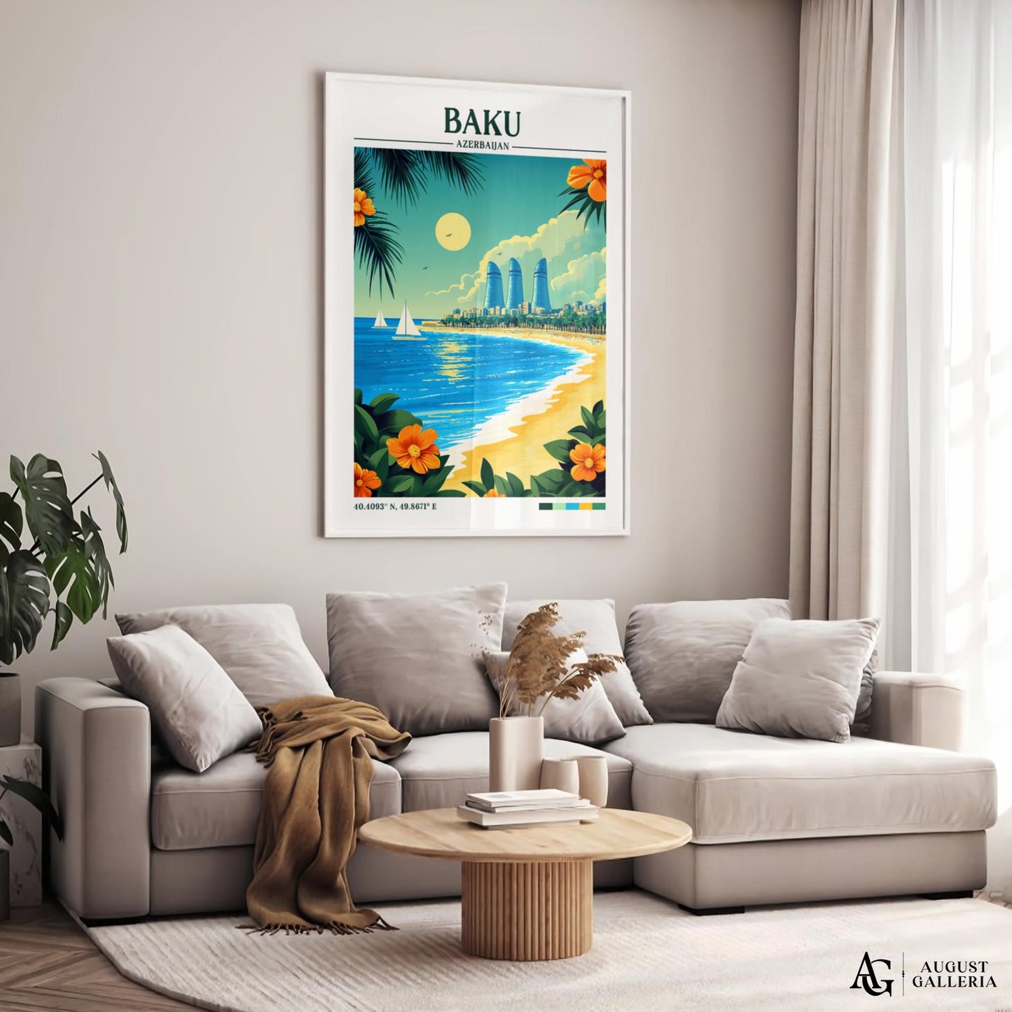 Baku Azerbaijan Retro Travel Print