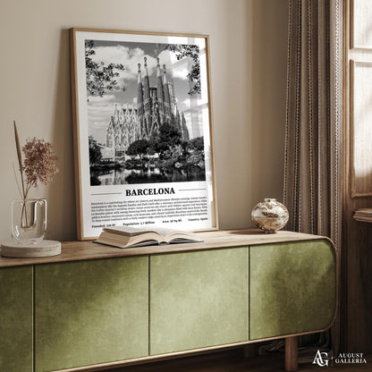 Barcelona Black & White City Print