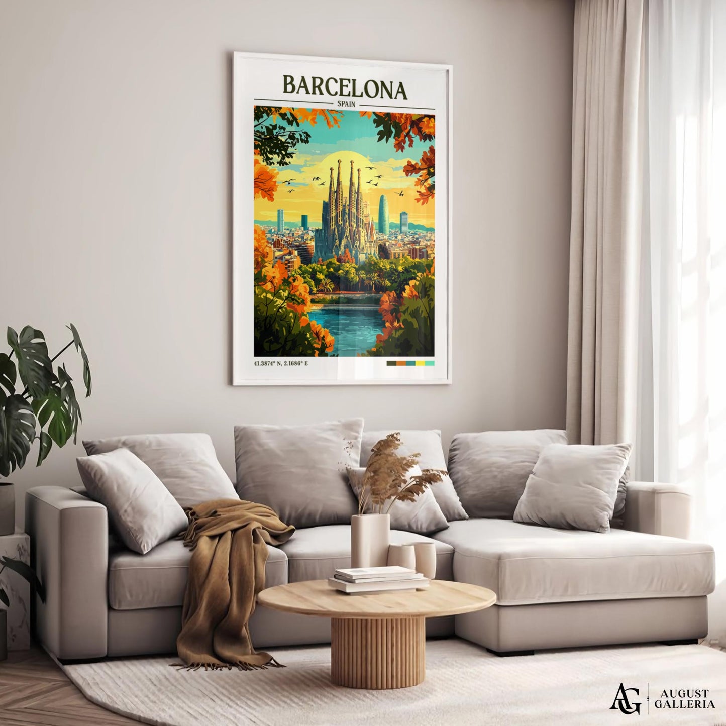 Barcelona Spain Retro Travel Print