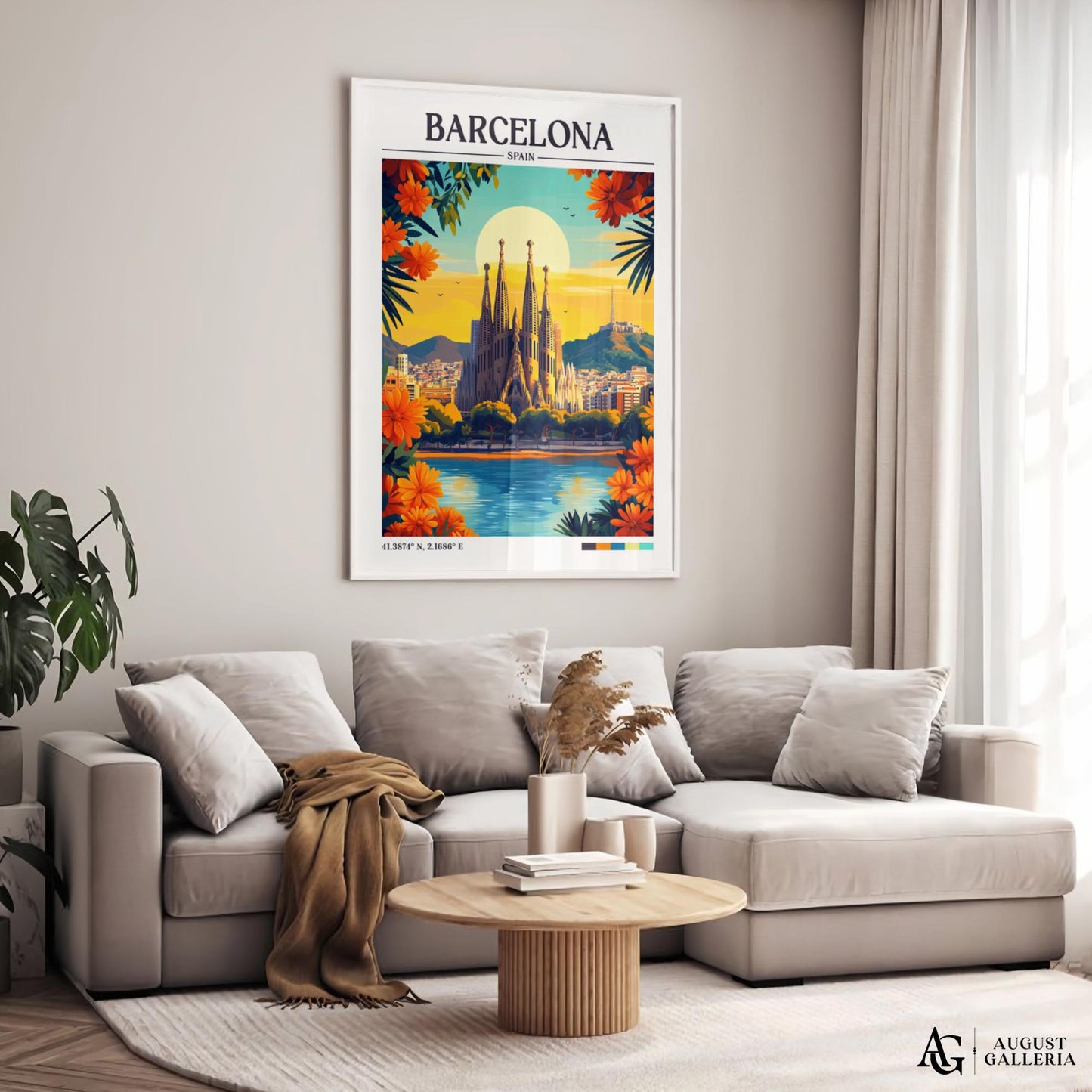 Barcelona Spain Retro Travel Print