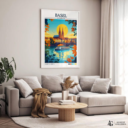 Basel Switzerland Retro Travel Print