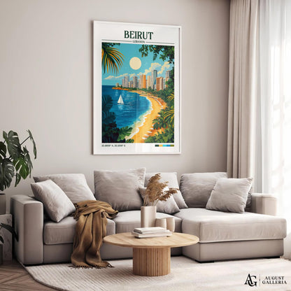 Beirut Lebanon Retro Travel Print