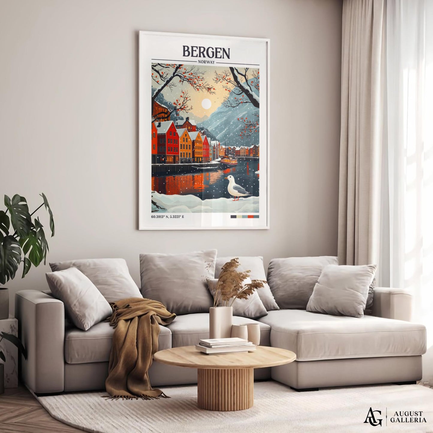 Bergen Norway Retro Travel Print