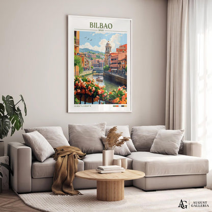 Bilbao Spain Retro Travel Print