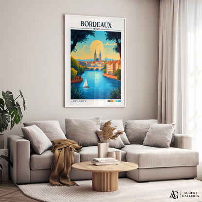 Bordeaux France Retro Travel Print