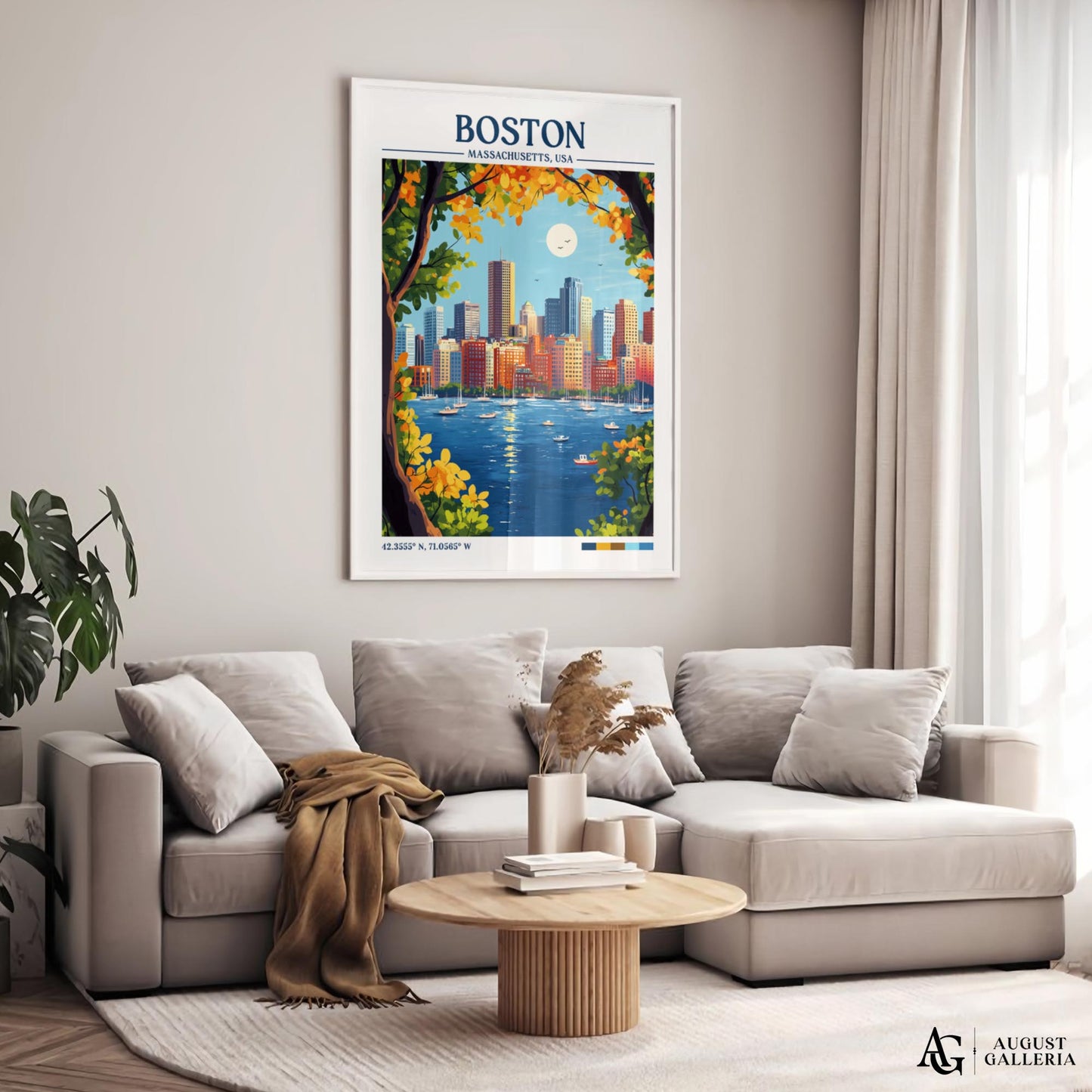 Boston Massachusetts Retro Travel Print