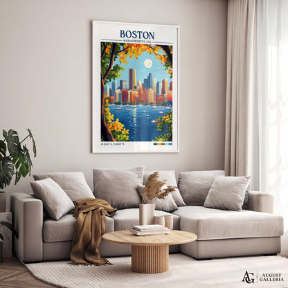 Boston Massachusetts Retro Travel Print