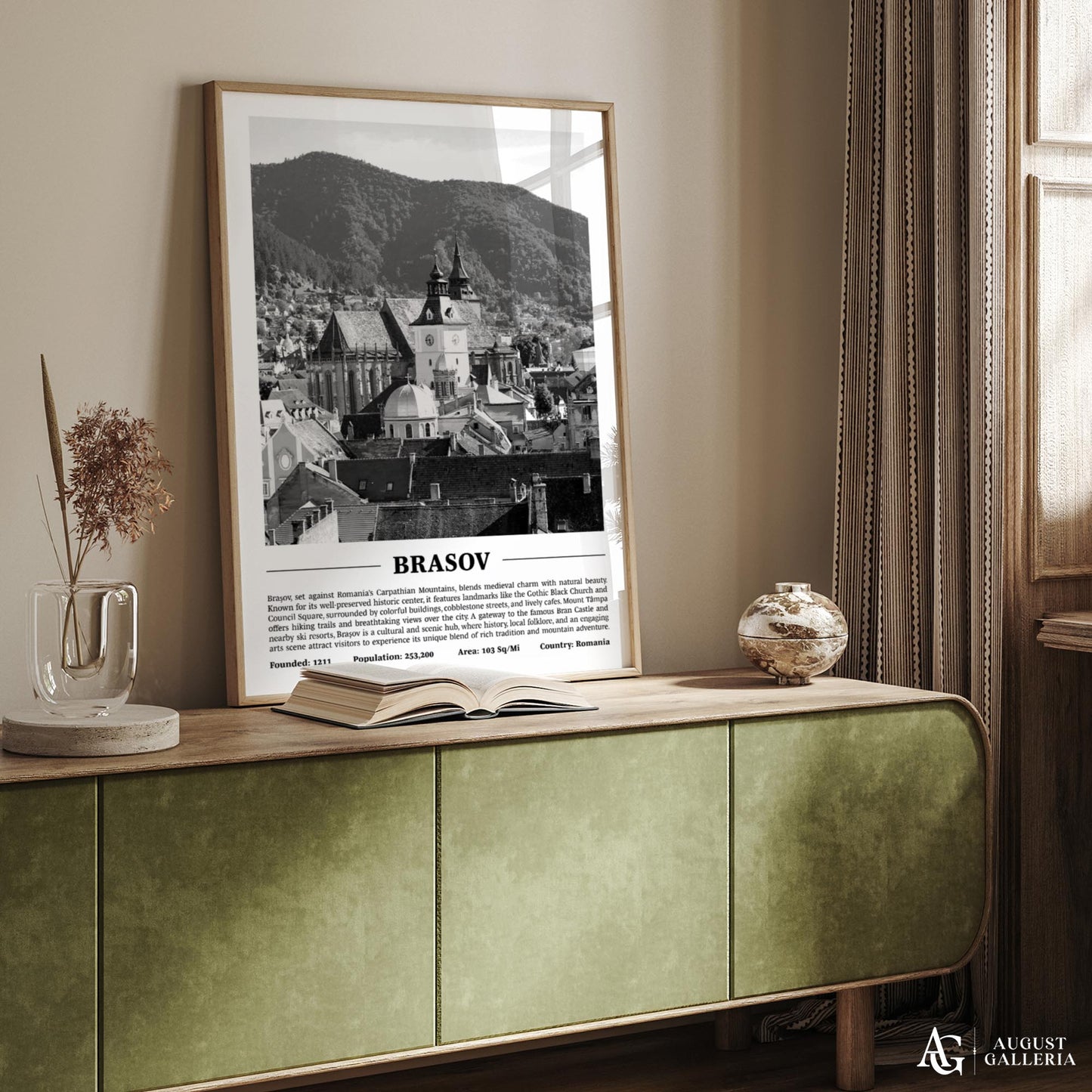 Brașov Black & White City Print