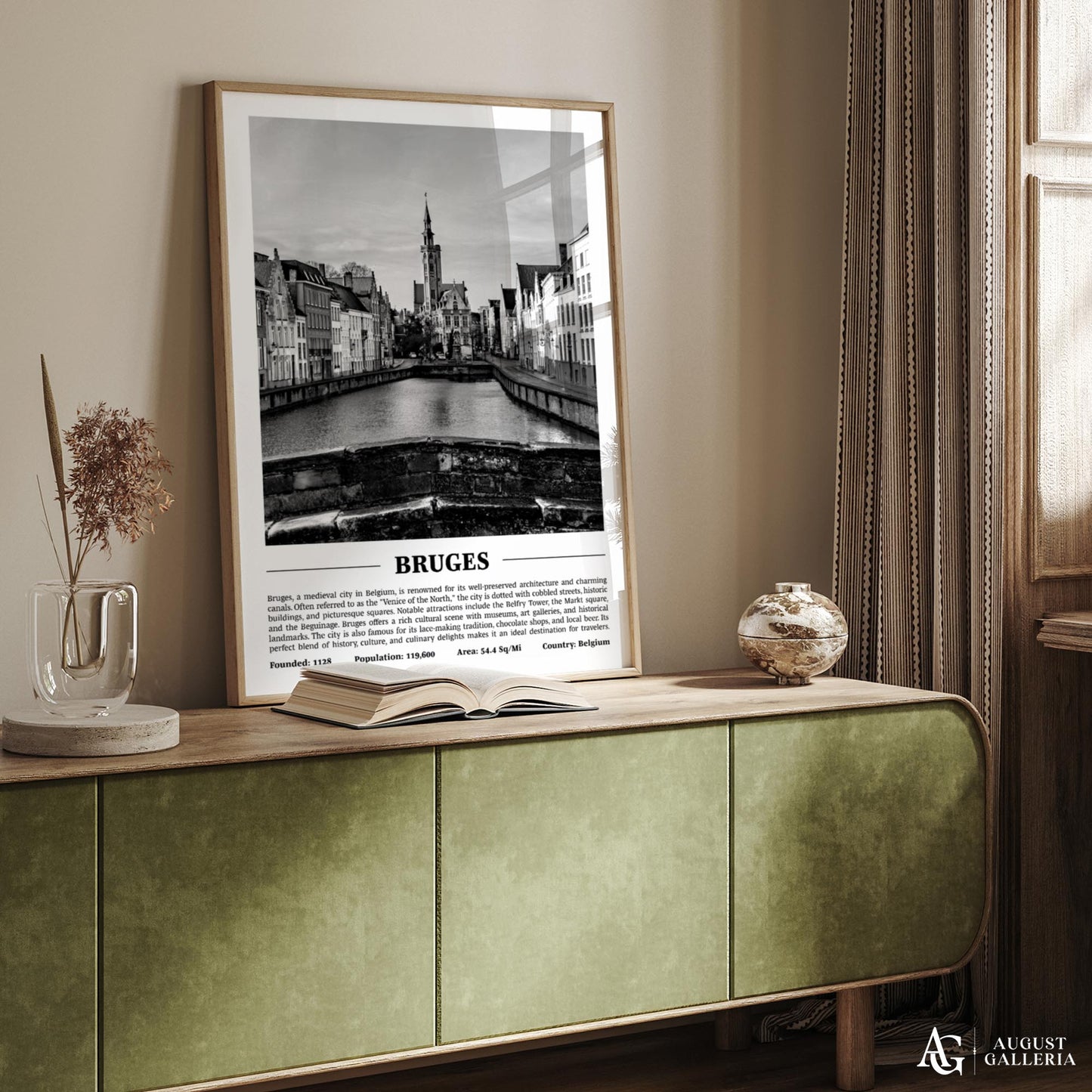 Bruges Black & White City Print