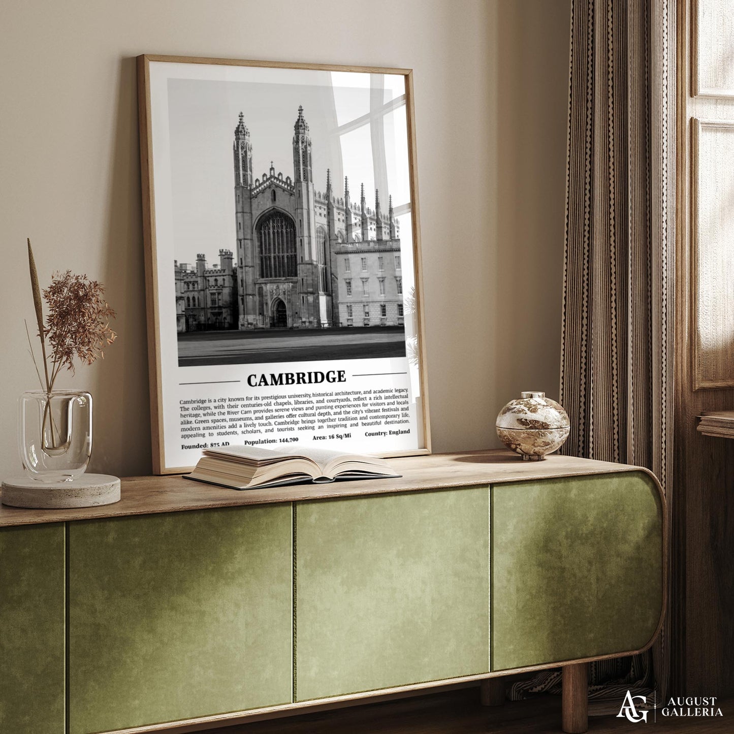 Cambridge Black & White City Print