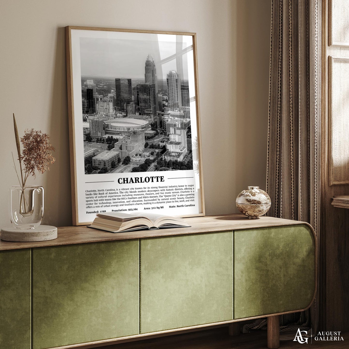 Charlotte Black & White City Print