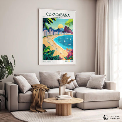 Copacabana Brazil Retro Travel Print