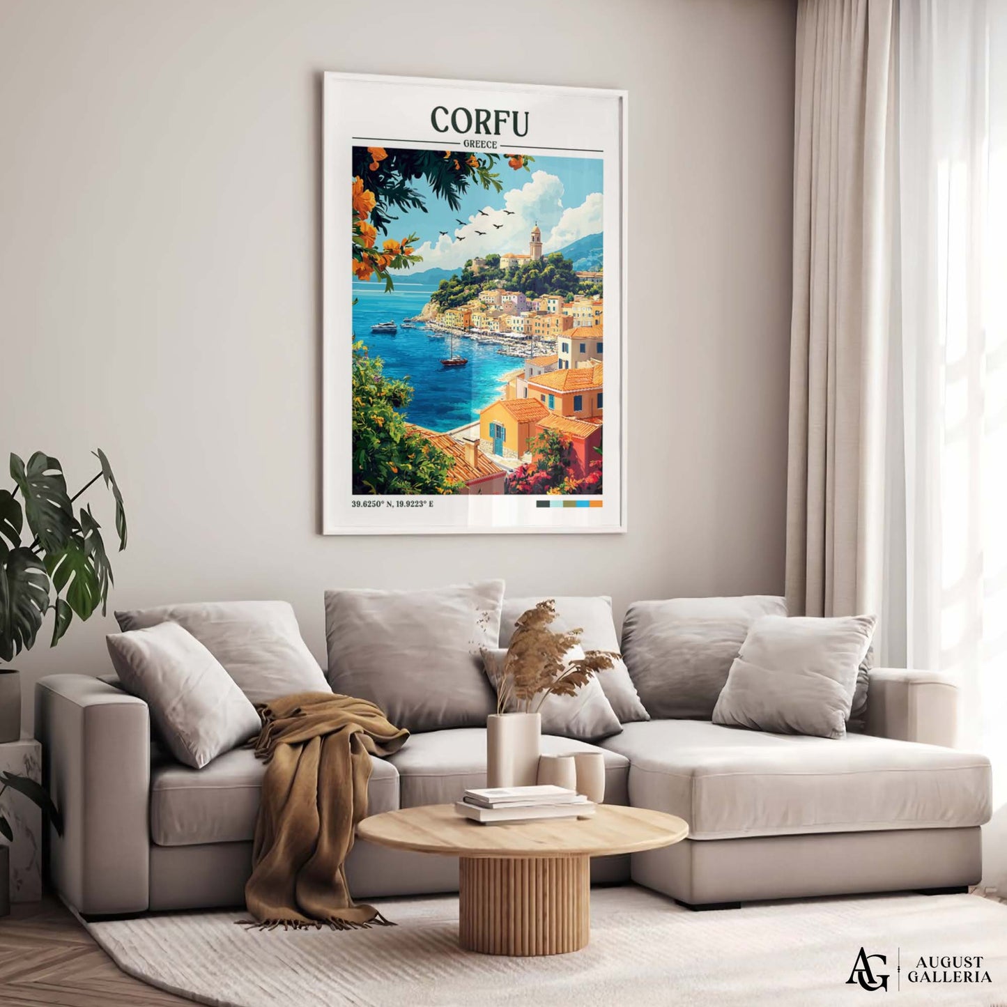 Corfu Greece Retro Travel Print
