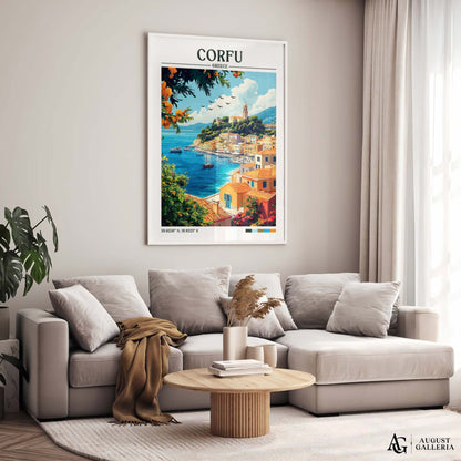 Corfu Greece Retro Travel Print